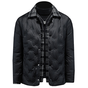 冬新款呢料拼接假两件羽绒服男士修身质量好730/T88027/P280图片