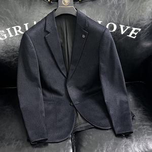 XZ88123/P185羊毛混纺西服外套男商务休闲单西上衣字母暗纹藏青色图片