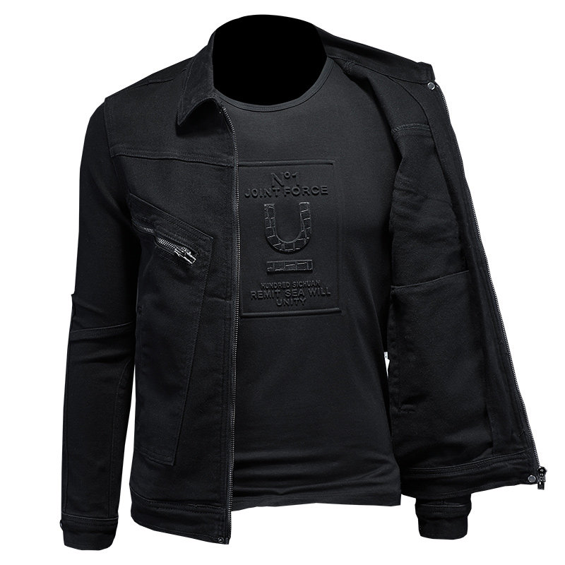 秋冬730/0886/P205黑色拉链牛仔机车服多拉链多口袋大货,男装工装外套,钱塘730-1