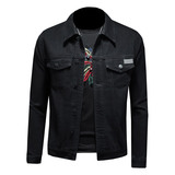 730/N9033/P145黑色金属标翻领牛仔夹克外套男士短款黑色牛仔衣，男装夹克，钱塘730-1