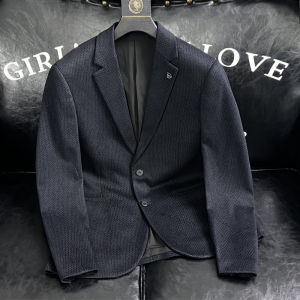 XZ88123/P185羊毛混纺西服外套男商务休闲单西上衣字母暗纹藏青色图片