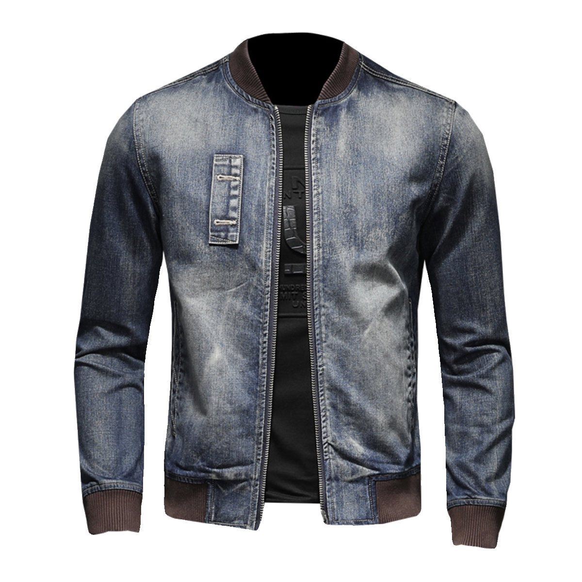 新款个性棒球领牛仔服男士拉链夹克外套5027/H0387/P195,男装夹克,钱塘730-1