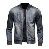新款个性棒球领牛仔服男士拉链夹克外套5027/H0387/P195，男装夹克，钱塘730-1