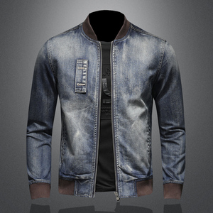 新款个性棒球领牛仔服男士拉链夹克外套5027/H0387/P195图片