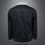 羊羔毛牛仔棉服外套男加厚牛仔衣黑色外套730/M9363/P158黑，男装工装外套，钱塘730-1