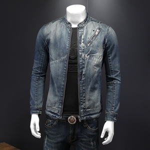 QT5027/H06369/P215 机车款品质牛仔上衣男拉链图片