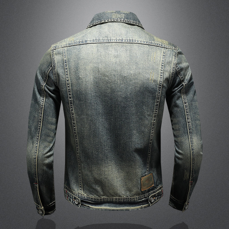 730/H4111/P195高品质牛仔衣复古色拉链牛仔服男现货,男装夹克,钱塘730-1