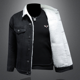 羊羔毛牛仔棉服外套男加厚牛仔衣黑色外套730/M9363/P158黑，男装工装外套，钱塘730-1
