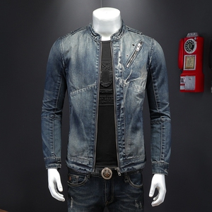 QT5027/H06369/P215 机车款品质牛仔上衣男拉链图片