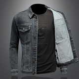 爆730/F8357/P155修身韩版简约牛仔外套男士金属装饰新增黑灰色，男装工装外套，钱塘730-1