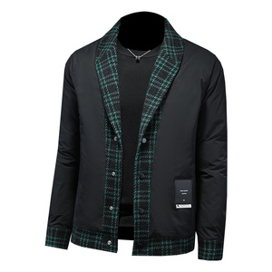 2024冬季呢料拼接青果领羽绒服男士修身QT5027/T88023/P208白底