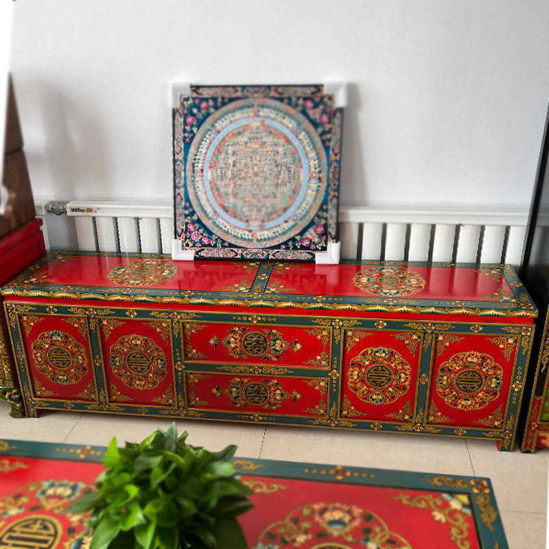 藏式民族风手绘电视柜特色古典炕柜民宿客栈可定制地柜中式风家具,住宅家具,电视柜,淘宝优惠券,粉丝福利购,淘宝优惠卷
