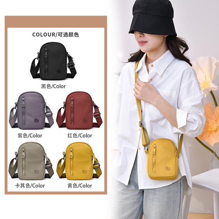手机包女斜挎夏季新款迷你小包包轻便百搭单肩包休闲简约牛津布包