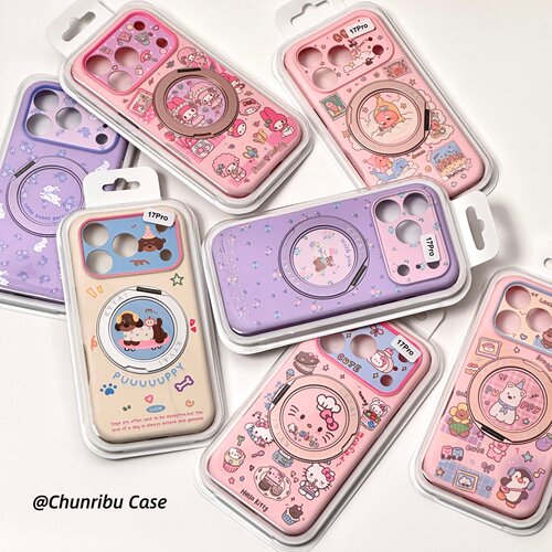 春日部防卫队Fighting｜日韩ins风少女心可爱卡通硅胶360支点磁吸手机壳适用苹果17/16promax手机壳支架