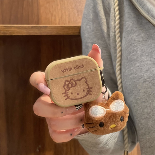 ins卡通绒布kitty吊坠耳机套