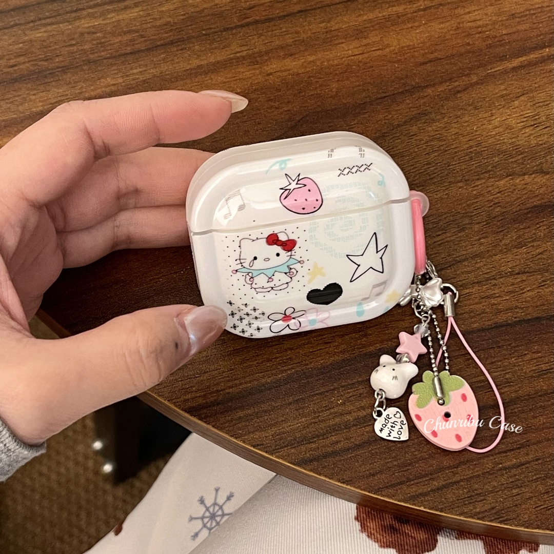 春日部防卫队Fighting｜可爱卡通落泪hellokitty适用苹果airpods1/2/3/4无线蓝牙耳机保护套创意pro二代三代