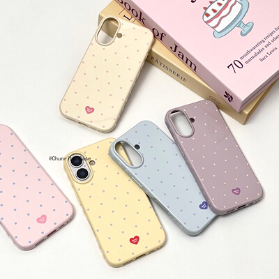 春日部防卫队Fighting｜日韩ins风简约侧边爱心波点适用苹果17/16promax手机壳防摔ai按键保护iphone15/14/13