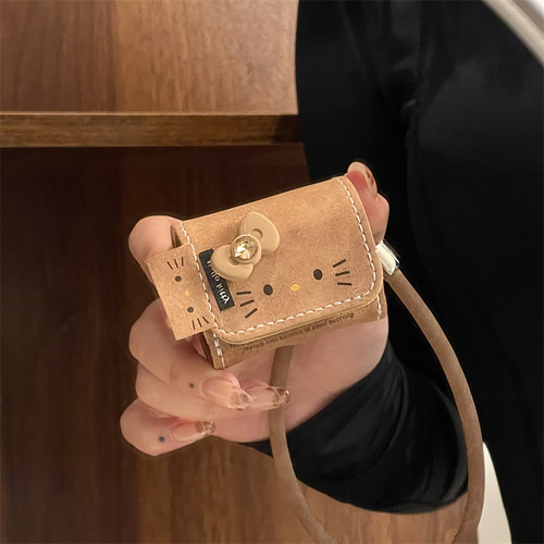 皮纹kitty蝴蝶结挂绳耳机套