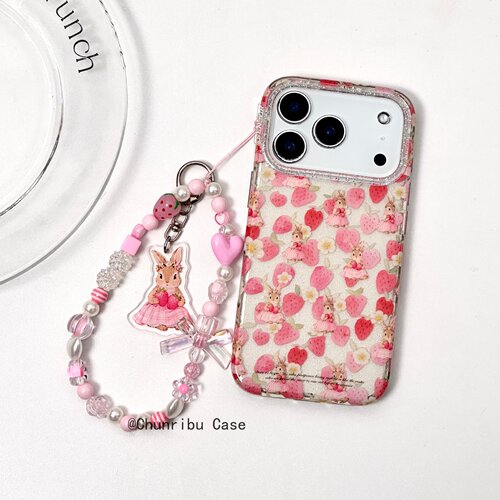 春日部防卫队Fighting｜治愈系少女可爱卡通清新满屏花朵草莓兔子适用苹果17/16promax手机壳iphone15/14/13
