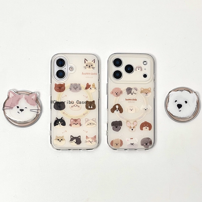 春日部防卫队Fighting｜可爱卡通ins满屏萌宠猫咪小狗韩系适用苹果17/16promax手机壳磁吸支架iphone15/14/13