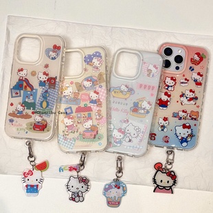 春日部防卫队Fighting｜圆边双面imd超火hellokitty系列适用苹果16手机壳带挂件iphone15promax14/13卡通防摔