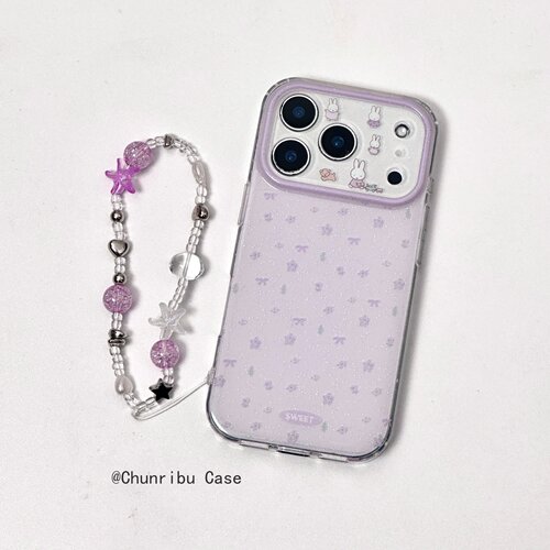 春日部防卫队Fighting｜日韩ins可爱卡通温柔紫碎花蝴蝶结甜美米菲适用苹果17/16promax手机壳iphone15/14/13