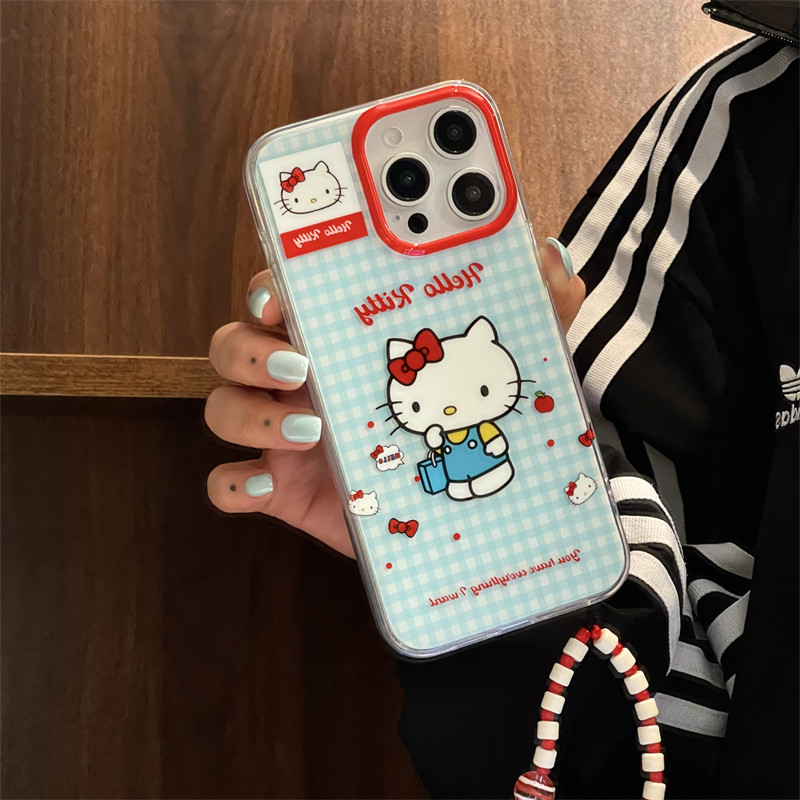韩系可爱ins创意软萌小众简约蓝白格文提包hellokitty适用苹果16promax手机壳iphone14/15全包防摔13挂绳12,3C数码配件,手机保护套/壳,淘宝优惠券,粉丝福利购,淘宝优惠卷
