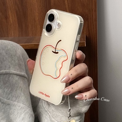 春日部防卫队Fighting｜日韩ins风红蓝线条苹果适用苹果16手机壳挂绳吊坠小清新夏季新款iphone15promax14/13