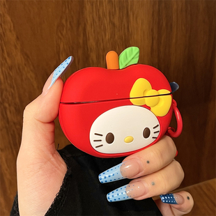卡通可爱软萌小众简约创意趣味硅胶苹果HelloKitty适用苹果airpods1 4无线蓝牙耳机套pro二代新三代防摔