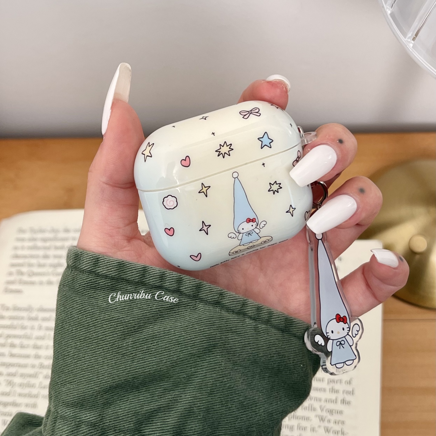春日部防卫队Fighting｜日韩可爱卡通hellokitty星星翅膀适用苹果airpods1/2/3/4无线蓝牙耳机保护套防摔pro