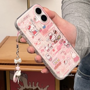 春日部防卫队Fighting｜ins少女心粉嫩hellokitty厨师贴图适用苹果16手机壳吊坠女款日韩iphone15promax14/13