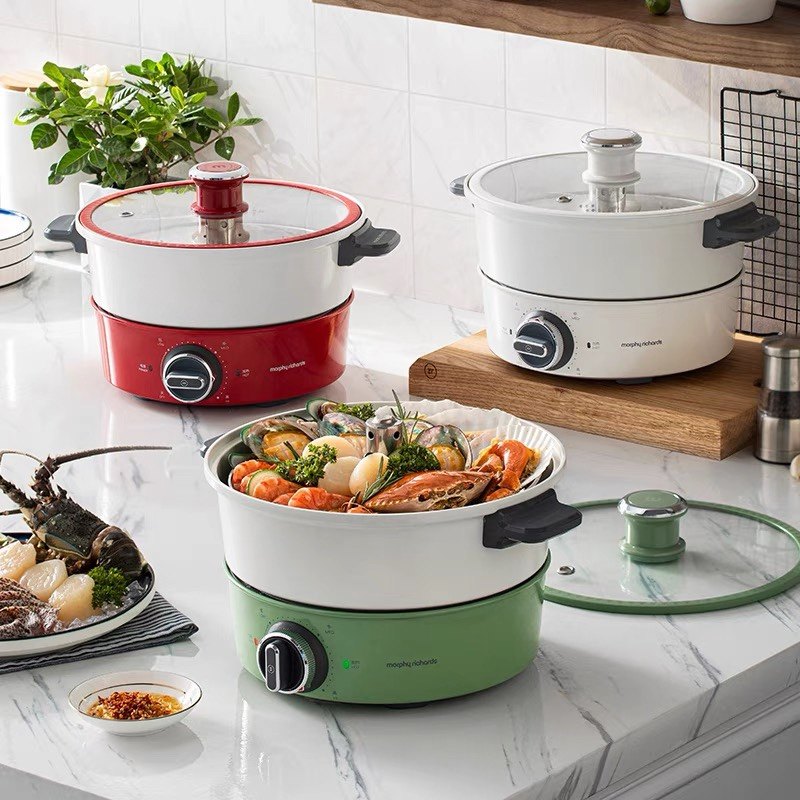 英国摩飞MR9090多功能料理锅家用分体式鸳鸯电火锅智能自动升降锅