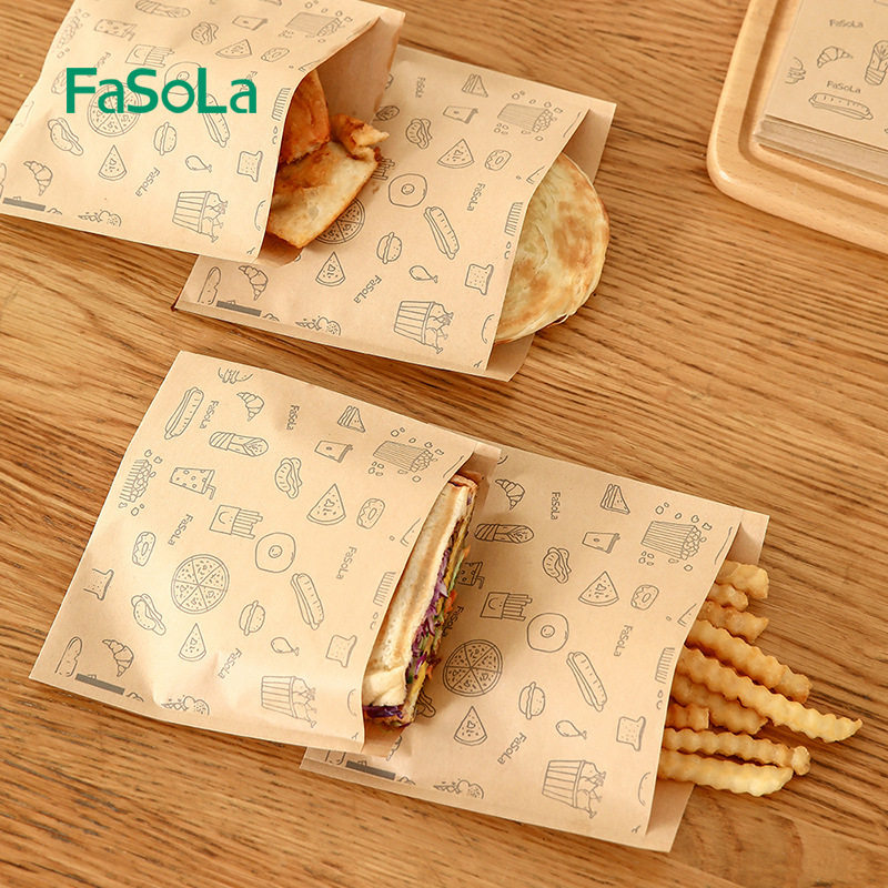FaSoLa袋子防油纸袋一次性外卖烧烤烧饼煎饼肉夹馍食品包袋小吃袋
