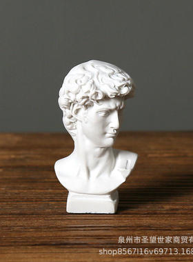欧式风格雕塑摆件大卫素描用雕像迷你小树脂头像手办膏仿石7cm高