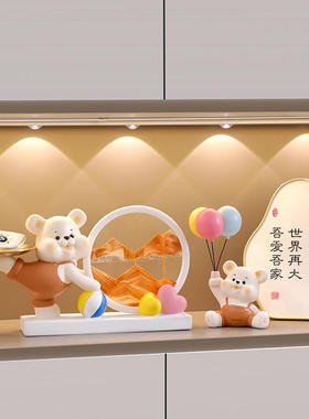 入户流沙呆萌摆件画钥匙收纳玄关装饰品轻奢创意礼品一件