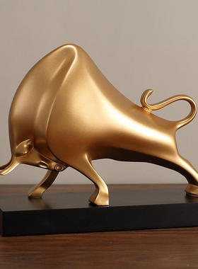 轻奢公牛装饰品摆件艺术品奋斗牛抽象客厅办公室桌面雕塑华尔街牛