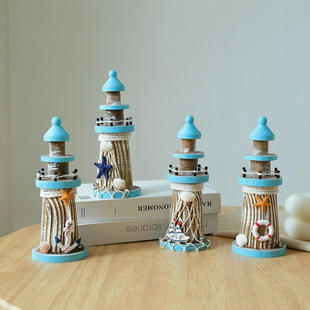 美式19cm灯塔望塔风格瞭摆件桌面餐厅隔板家居儿童房酒吧地中海