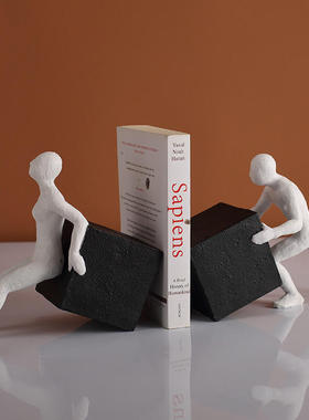 人物推箱书立书靠书夹装饰品树脂书房书桌书架摆件品家居摆饰