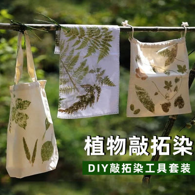 玩学堂植物敲拓染材料包明矾幼儿园拓印画布儿童diy工具树叶套装