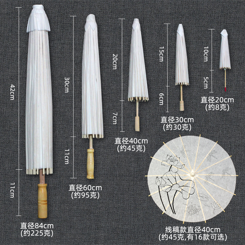 空白油纸伞 儿童diy手工材料幼儿园手绘涂色绘画白色雨伞装饰道具图片