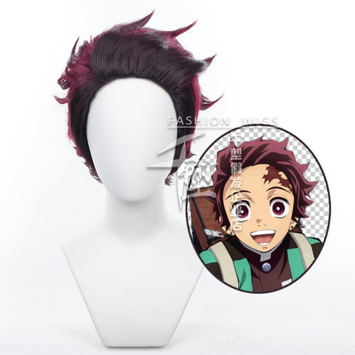 千型鬼灭之刃灶门炭治郎cos假发