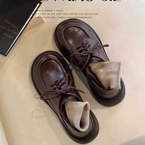 小皮鞋复古英伦风单鞋系带乐福鞋