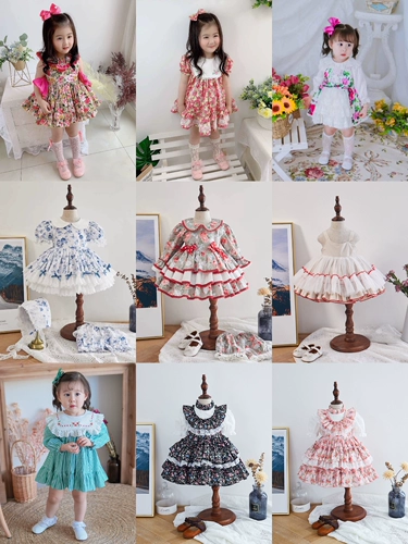 Платье, юбка на девочку, комплект, летний наряд маленькой принцессы, в цветочек, наряд на выход, стиль Лолита, юбка-пачка