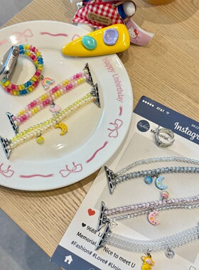 细款双排电话绳弹力表带适用苹果手表iwatch10代987654UltraSE