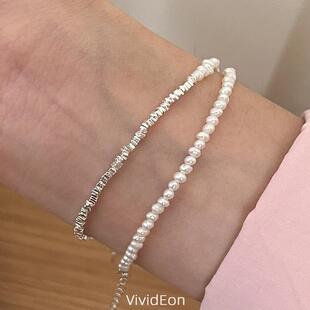 【极细 巴洛克珍珠】VividEon 天然淡水手链女叠带不规则米粒女款