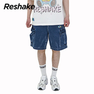 后型格夏季 马裤 五分裤 中裤 短裤 宽松直筒牛仔休闲薄款 RESHAKE 男士