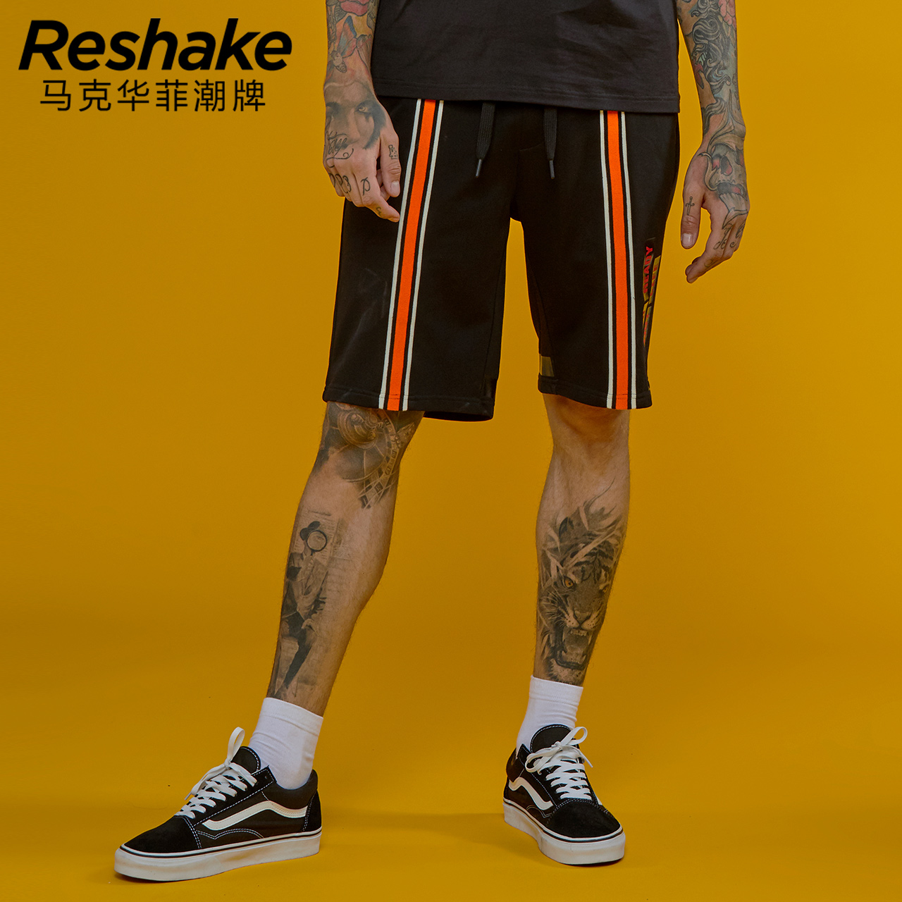 Reshake»ª·ÆÐ͸ñÐÝÏж̿ãÄÐ18ÏÄÐÂÆ·³±ÄÐײɫƴ½Ó×ÖĸÎå·ÖÔ˶¯¿ã