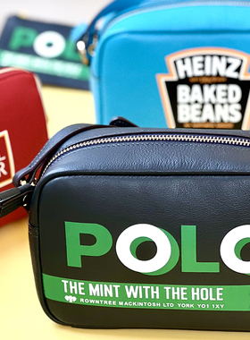 CTANDJIM 趣味零食插画相机包 邮差包 小方包 蓝色包包 羊皮