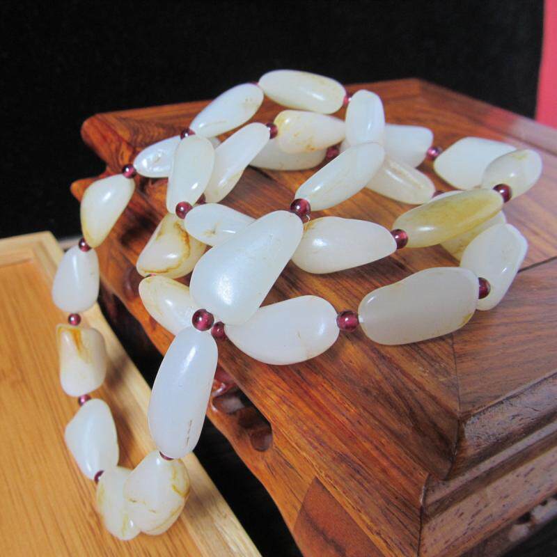 【收藏级】天然保真新疆和田白玉籽料原石独籽原籽项链男款无修形