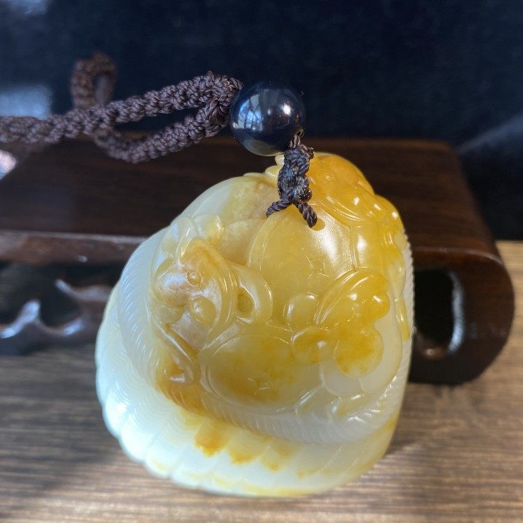 玉雕大师吴金星作品 和田玉2级白玉黄沁籽料把件老鼠钱币才高八斗